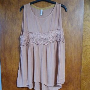 Xhilaration Sleeveless Blouse with Lace Detail   Peachy